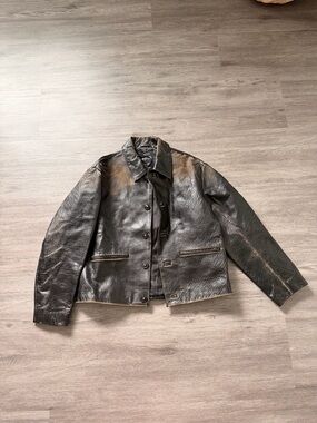 Mango Women's Distressed Leather Jacket